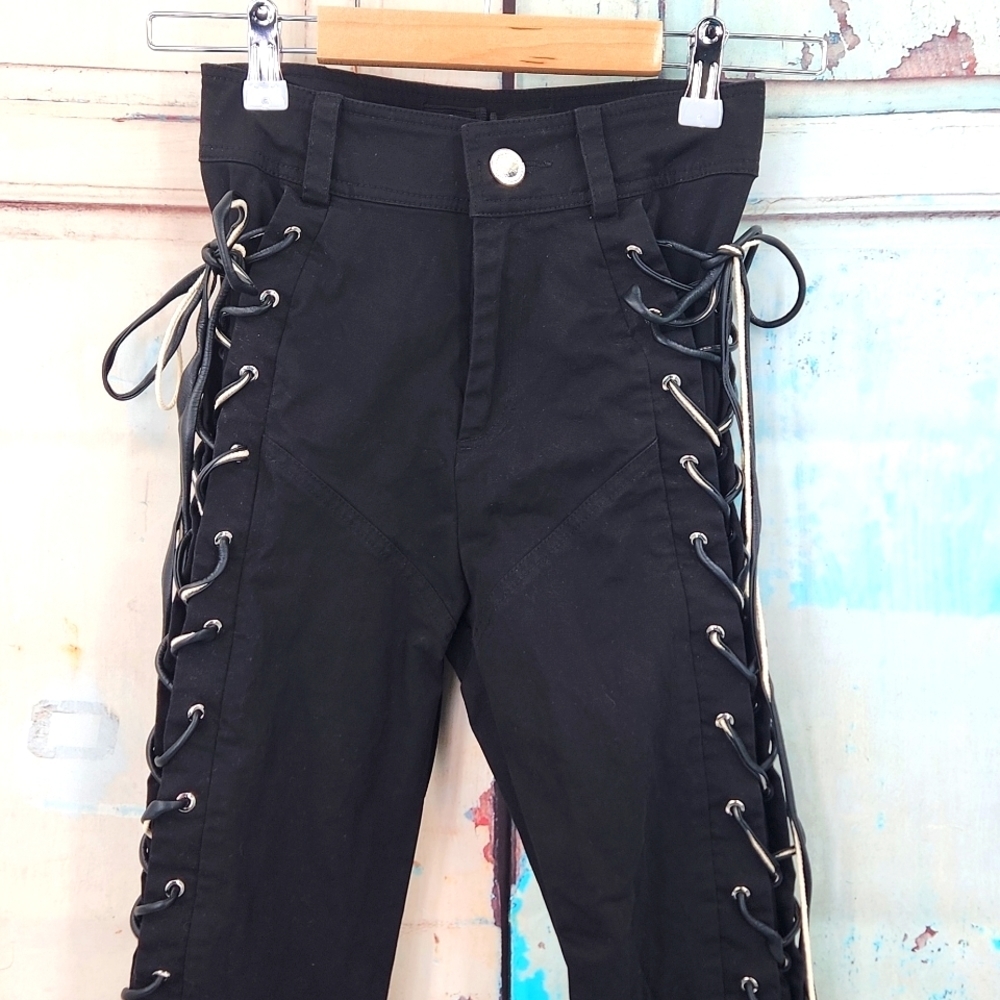 Maniere De Voir High Rise Lace Up Trousers - Picture 4 of 9